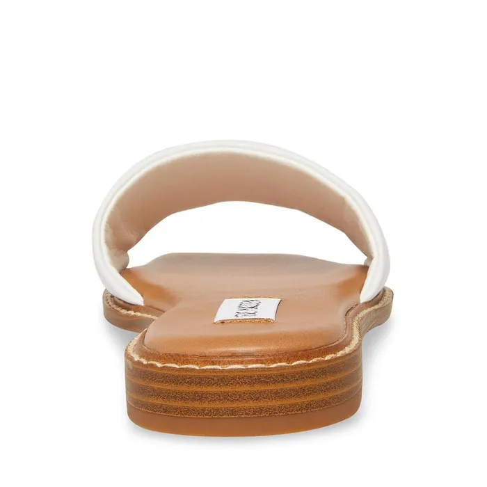 Steve Madden Sandra White Leather Womens Sandals
