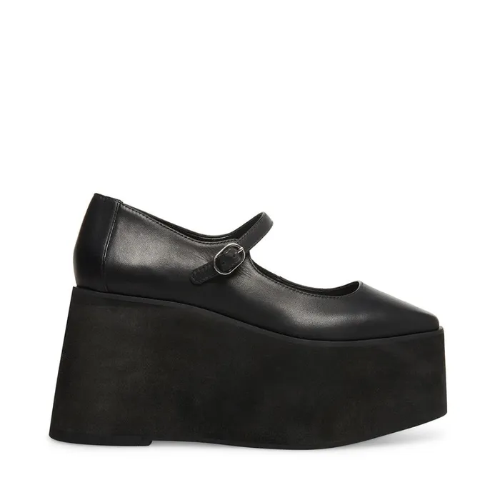 Steve Madden Sasha Black Leather Womens Loafers and Flats