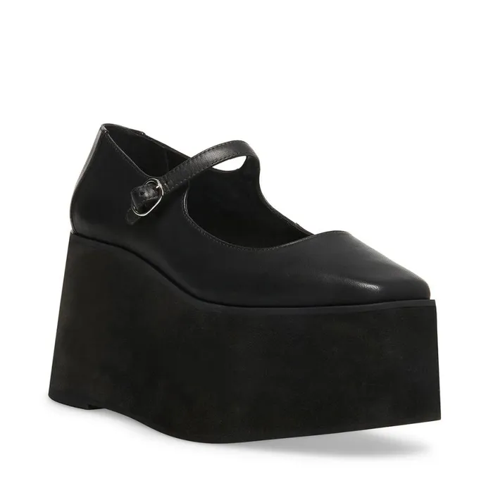 Steve Madden Sasha Black Leather Womens Loafers and Flats
