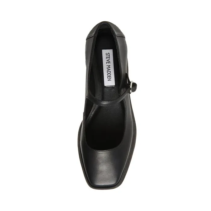 Steve Madden Sasha Black Leather Womens Loafers and Flats