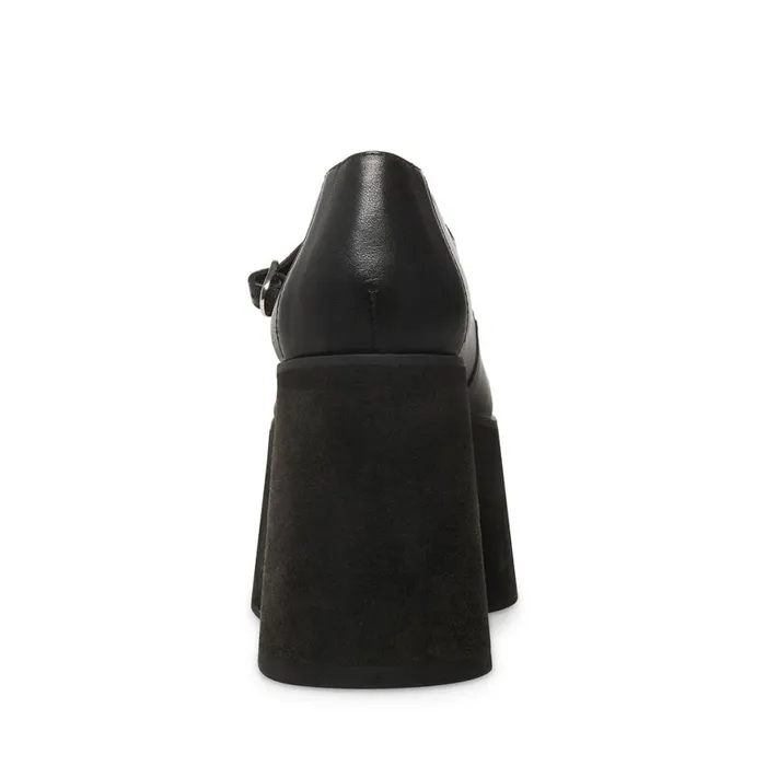 Steve Madden Sasha Black Leather Womens Loafers and Flats