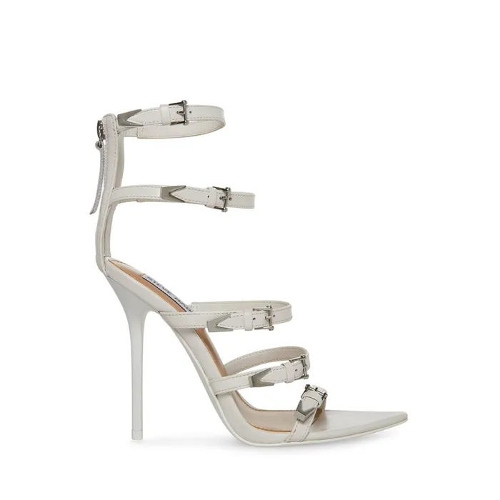 Steve Madden Simone White Leather Womens Heels