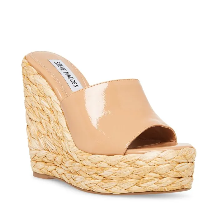 Steve Madden Tabitha Tan Patent Womens Sandals