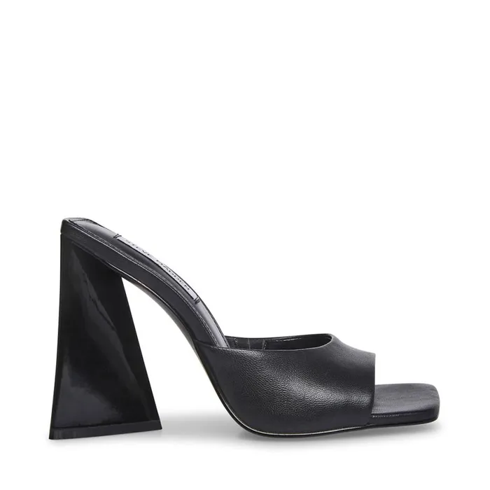 Steve Madden Twists Black Leather Womens Heels