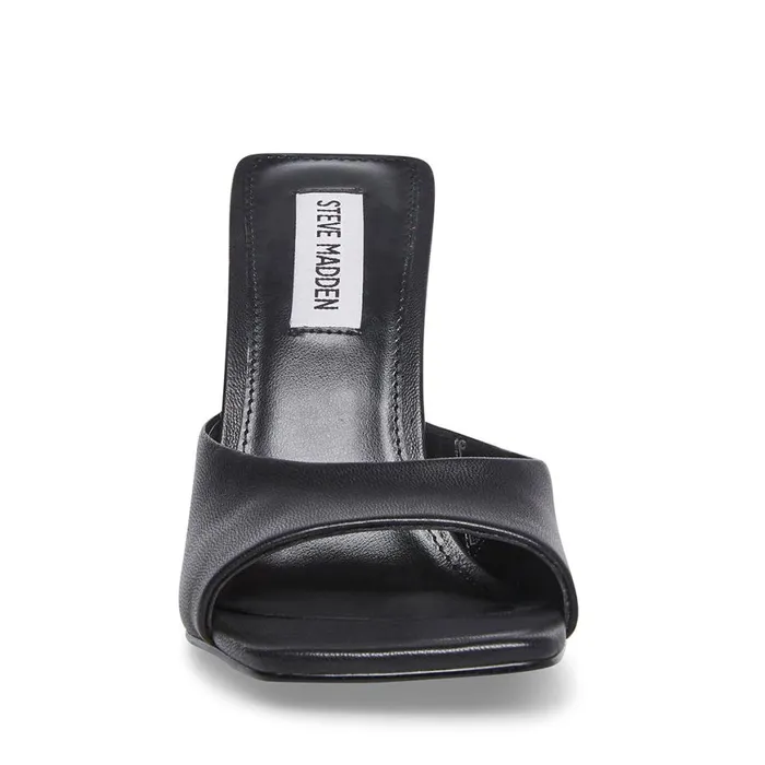 Steve Madden Twists Black Leather Womens Heels