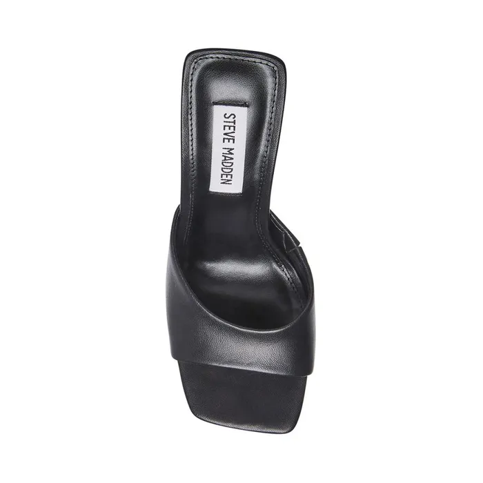 Steve Madden Twists Black Leather Womens Heels