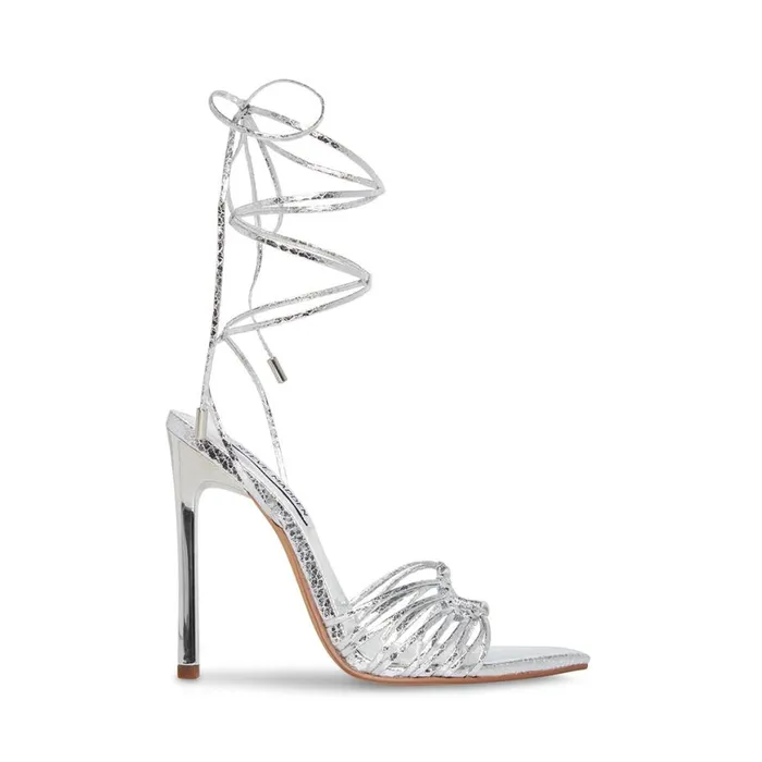 Steve Madden Zaya Silver Snake Womens Heels
