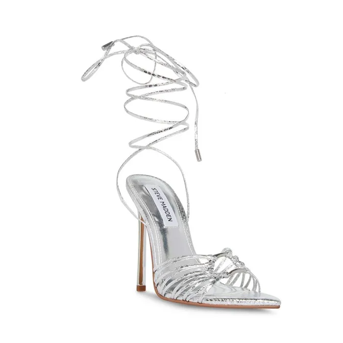 Steve Madden Zaya Silver Snake Womens Heels Steve Madden Zaya Silver Snake Womens Heels