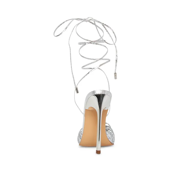 Steve Madden Zaya Silver Snake Womens Heels Steve Madden Zaya Silver Snake Womens Heels