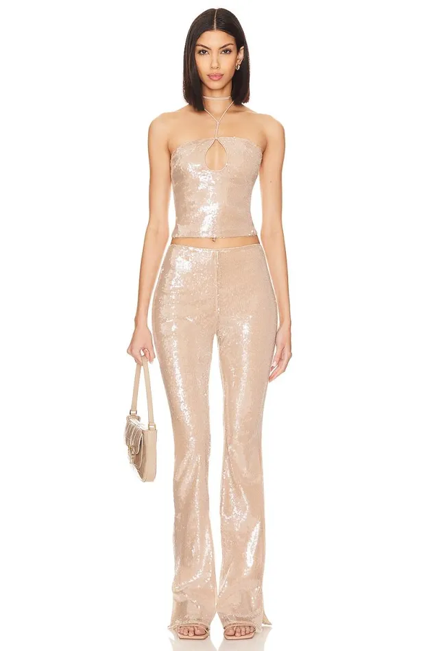 Stevie Sequin Pant Nude Neutral Women Lovers and Friends Pants