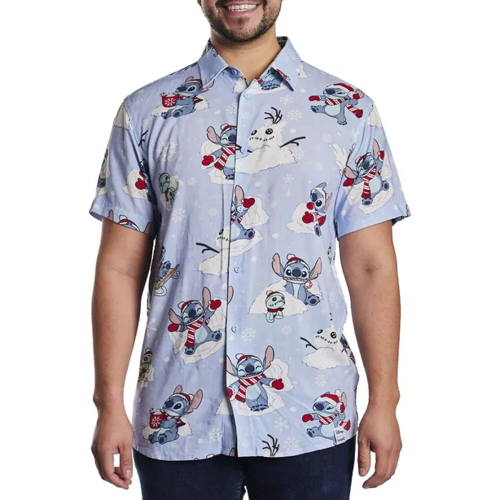 Stitch Holiday Snow Camp Shirt Unisex Loungefly Apparel