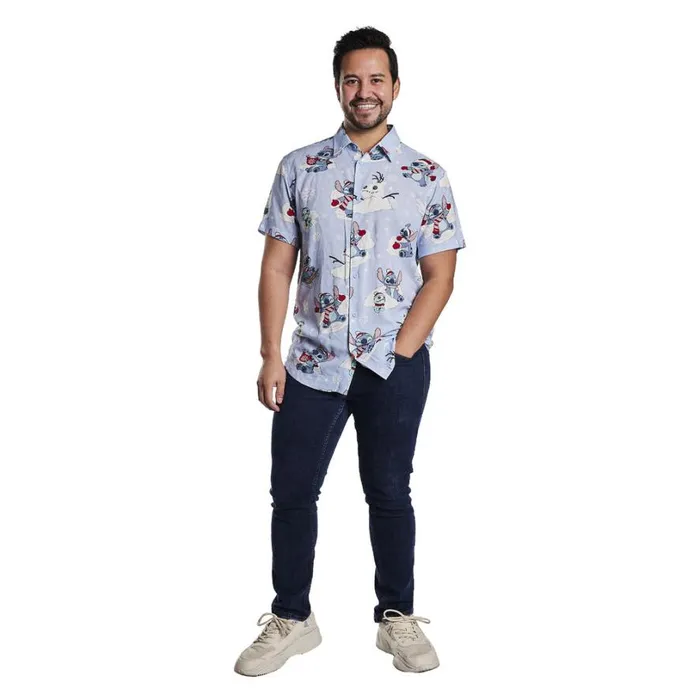 Stitch Holiday Snow Camp Shirt Unisex Loungefly Apparel