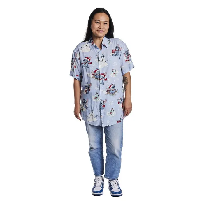 Stitch Holiday Snow Camp Shirt Unisex Loungefly Apparel