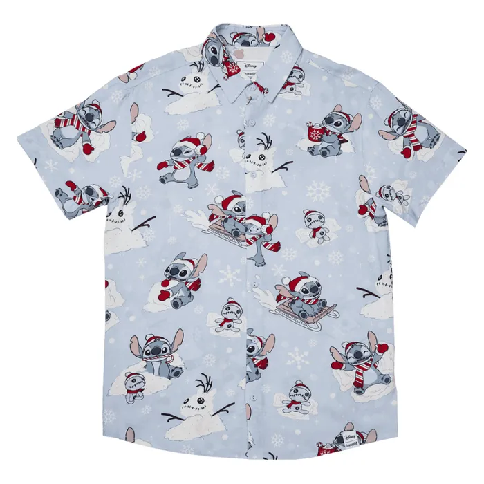 Stitch Holiday Snow Camp Shirt Unisex Loungefly Apparel