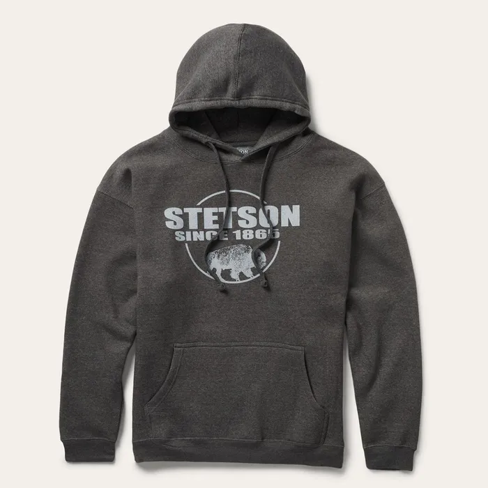 Sweaters and Hoodies Men Stetson Bison Hoodie Grey