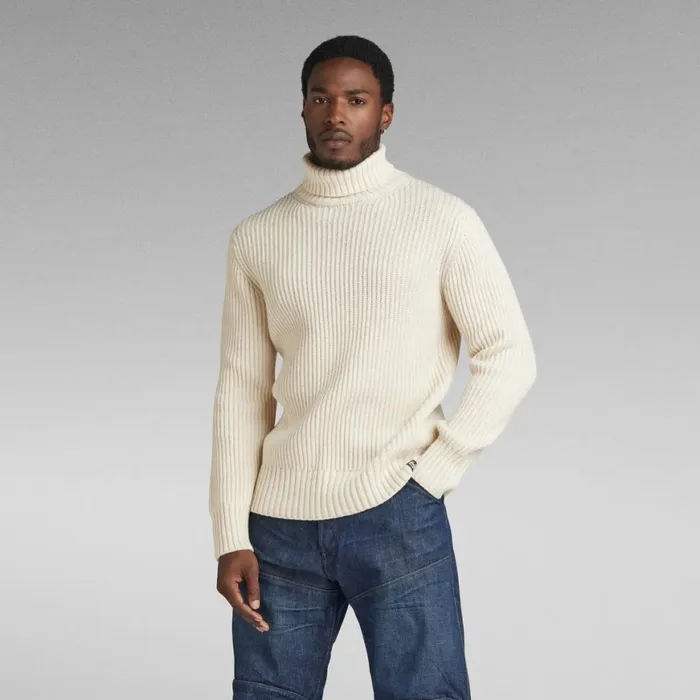 Sweaters Men GStar RAW Essential Turtle Knitted Sweater Eggnog