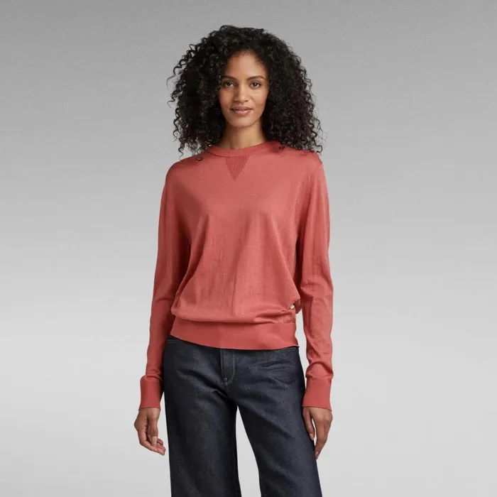 Sweaters Women GStar RAW Core Round Neck Knitted Sweater Pink Ink