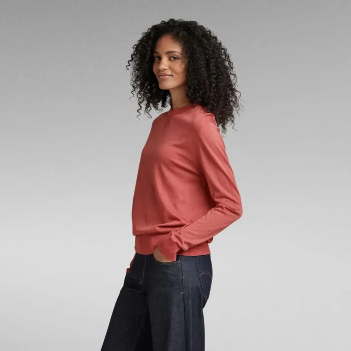 Sweaters Women GStar RAW Core Round Neck Knitted Sweater Pink Ink