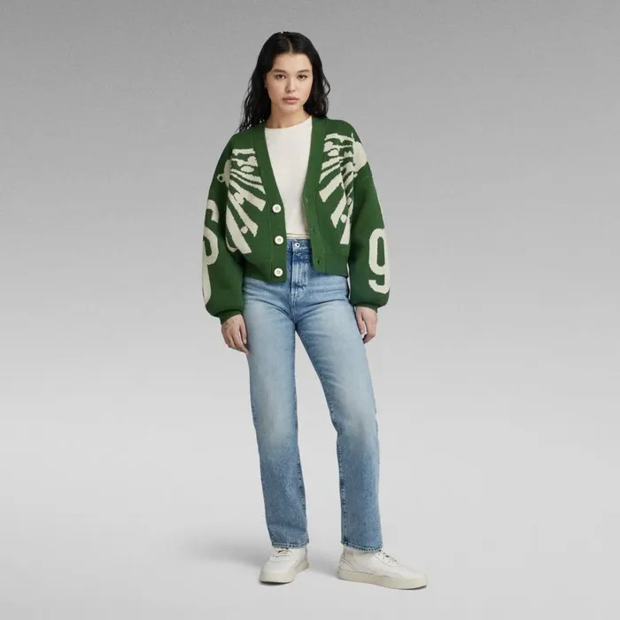 Sweaters Women GStar RAW Holiday Knitted Cardigan Loose Deep Nuri Green
