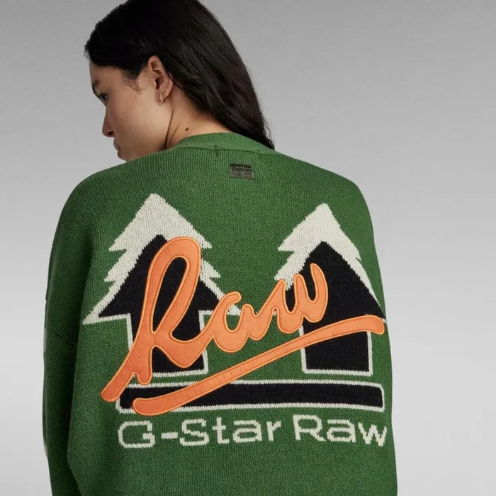 Sweaters Women GStar RAW Holiday Knitted Cardigan Loose Deep Nuri Green