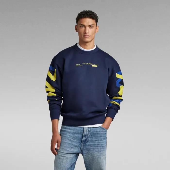 Sweatshirts and Hoodies Men GStar RAW 7411 Sleeve Graphic Loose Sweater Sartho Blue Sweatshirts and Hoodies Men GStar RAW 7411 Sleeve Graphic Loose Sweater Sartho Blue