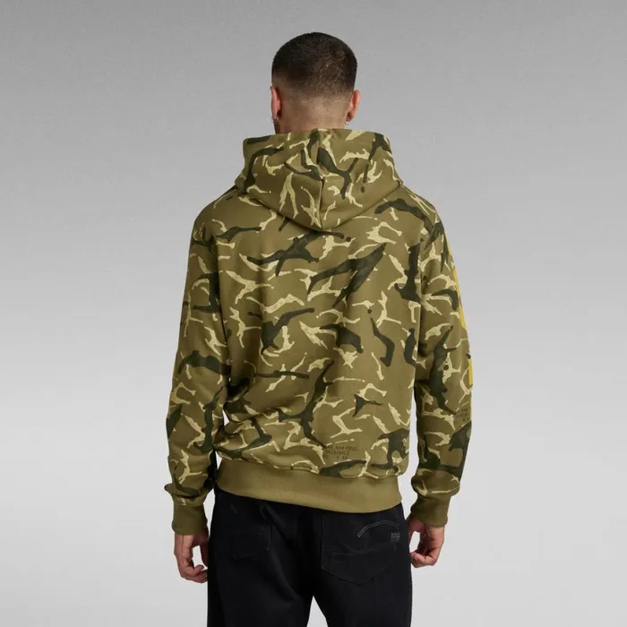 Sweatshirts and Hoodies Men GStar RAW Camo Sleeve Graphic Hoodie Wild Olive Camo Paint