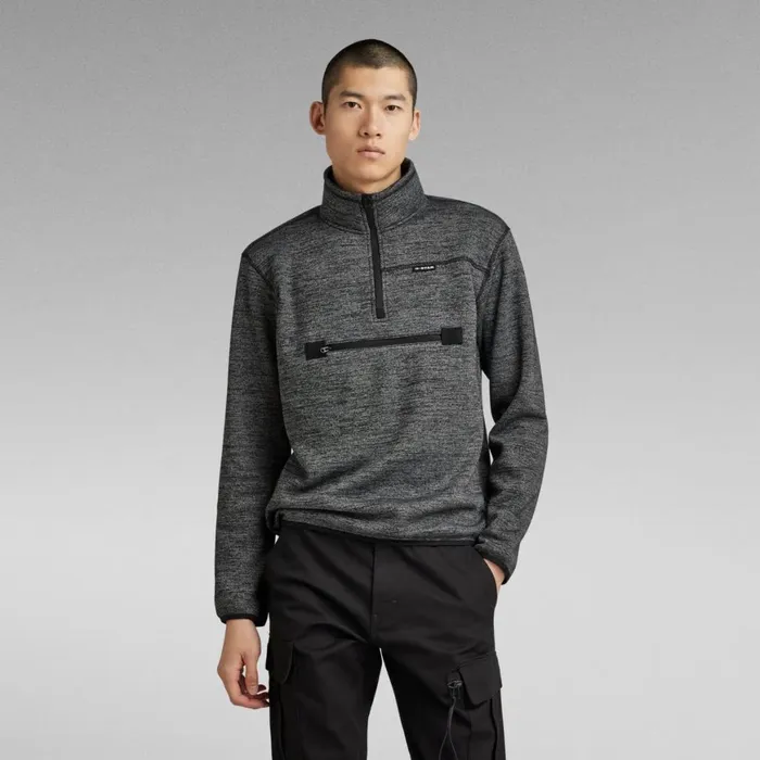 Sweatshirts and Hoodies Men GStar RAW Fleece Half Zip Sweater Dark Black