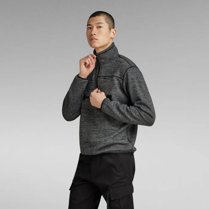 Sweatshirts and Hoodies Men GStar RAW Fleece Half Zip Sweater Dark Black