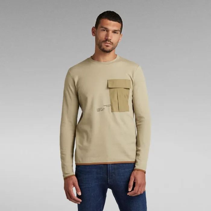 Sweatshirts and Hoodies Men GStar RAW Lightweight Slanted Pocket Sweater Light Moss Sweatshirts and Hoodies Men GStar RAW Lightweight Slanted Pocket Sweater Light Moss