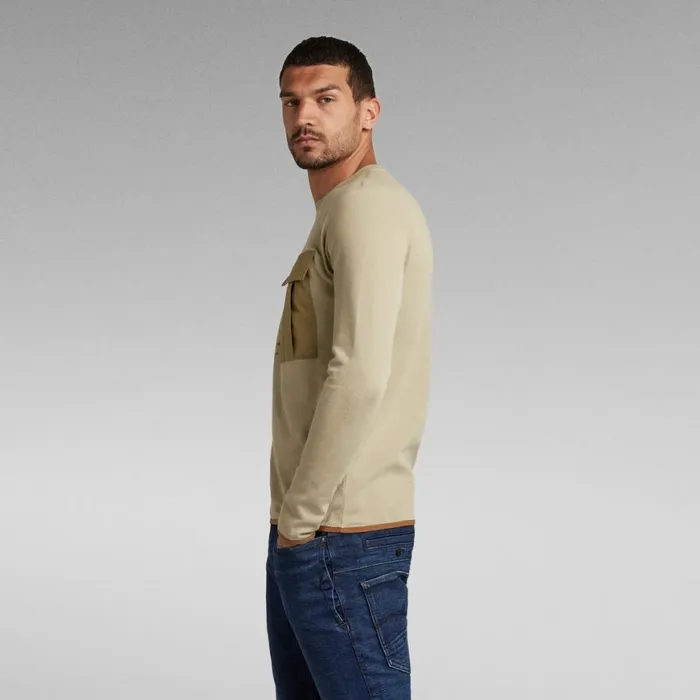 Sweatshirts and Hoodies Men GStar RAW Lightweight Slanted Pocket Sweater Light Moss