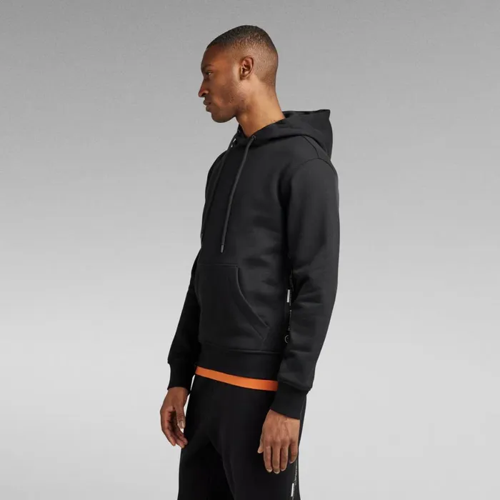 Sweatshirts and Hoodies Men GStar RAW Logo Tape Hooded Sweater Dark Black