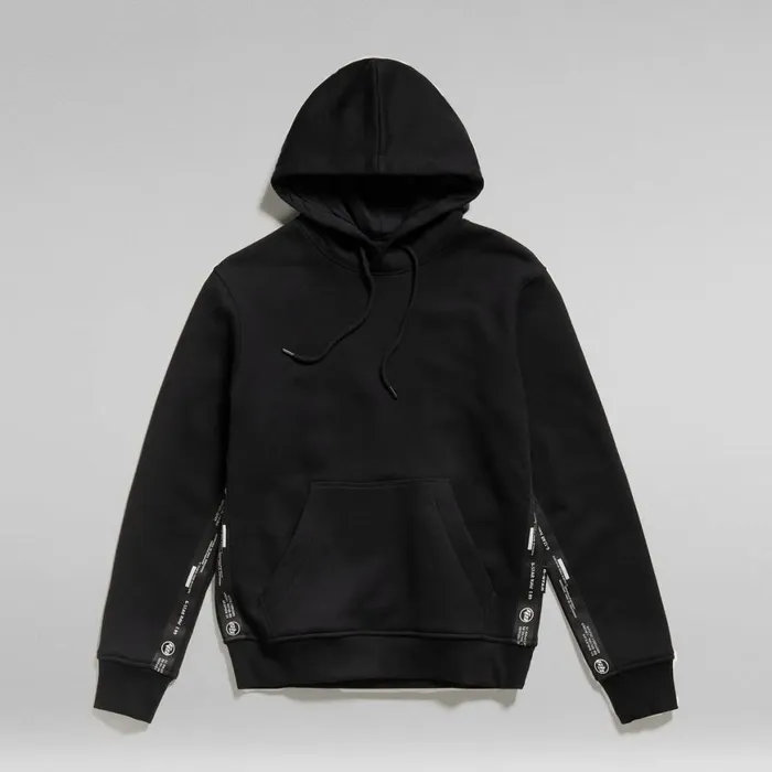 Sweatshirts and Hoodies Men GStar RAW Logo Tape Hooded Sweater Dark Black