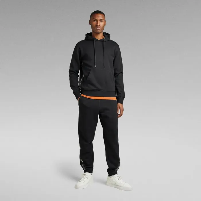 Sweatshirts and Hoodies Men GStar RAW Logo Tape Hooded Sweater Dark Black