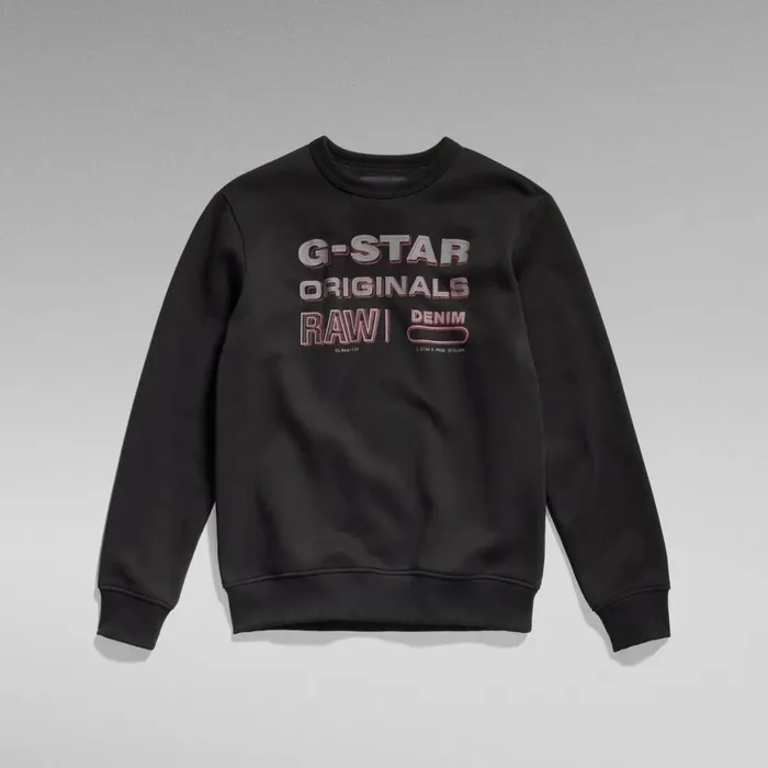 Sweatshirts and Hoodies Men GStar RAW Originals Stamp Sweater Dark Black