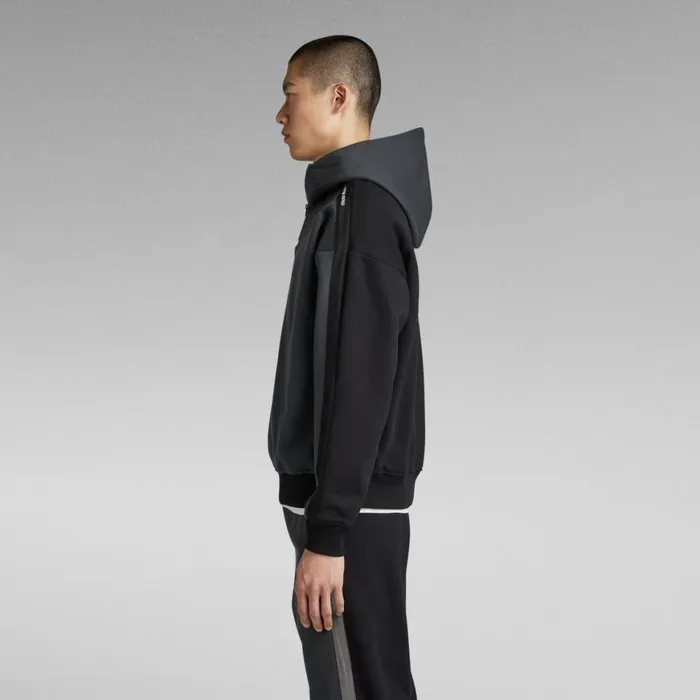 Sweatshirts and Hoodies Men GStar RAW Tape Color Block Loose Half Zip Hoodie Cloackdark Black