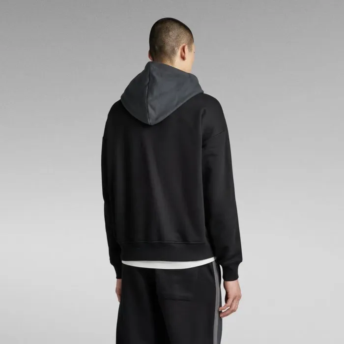 Sweatshirts and Hoodies Men GStar RAW Tape Color Block Loose Half Zip Hoodie Cloackdark Black