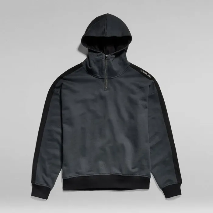 Sweatshirts and Hoodies Men GStar RAW Tape Color Block Loose Half Zip Hoodie Cloackdark Black