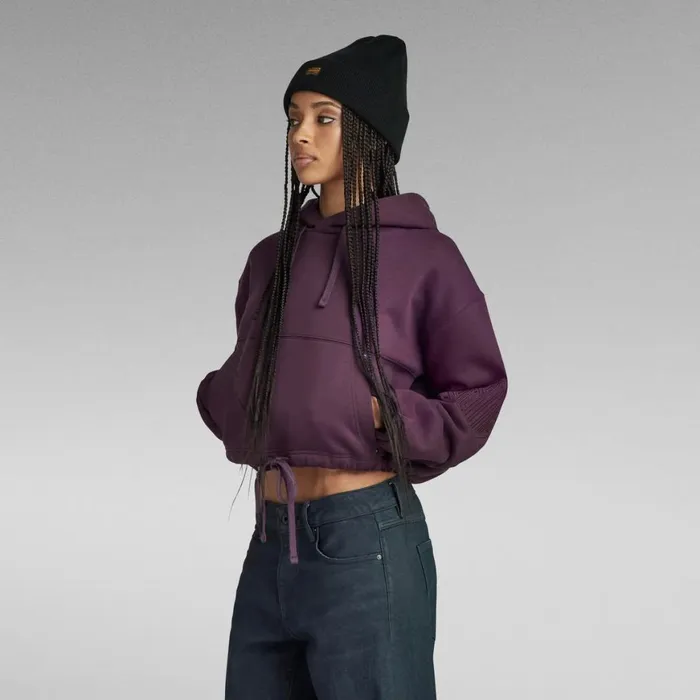 Sweatshirts and Hoodies Women GStar RAW Sleeve Graphic Cropped Loose Hoodie Light Maze