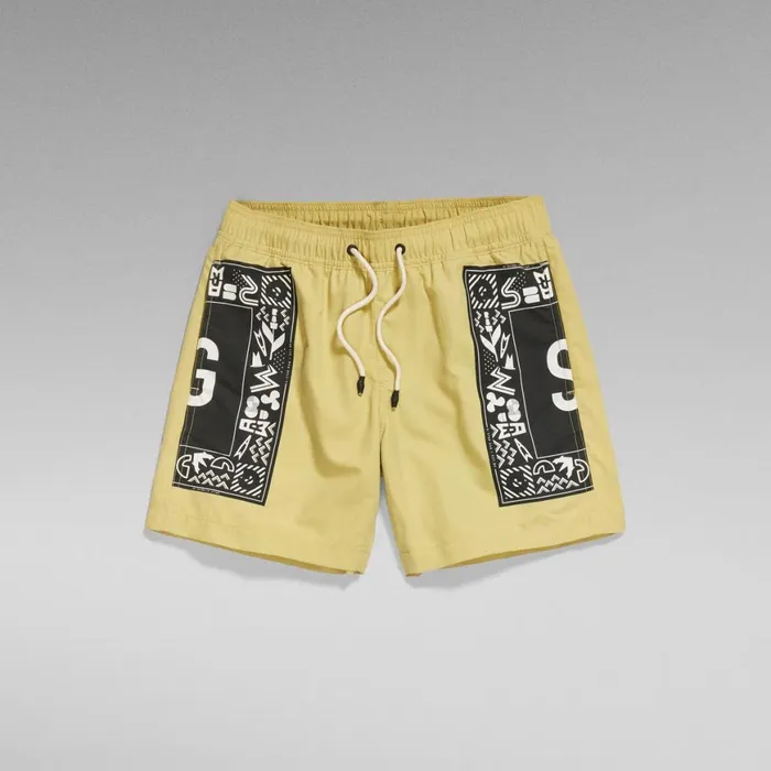 Swimwear Men GStar RAW Dirik Solid Big Artwork Swim Shorts Leek Green