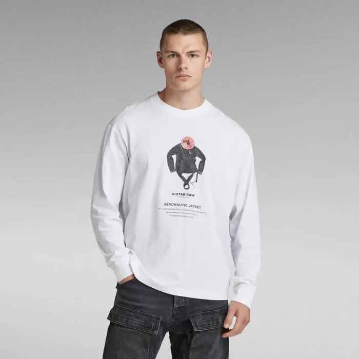 TShirts and Polos Men GStar RAW Archive Boxy TShirt White Aeronautic Jacket
