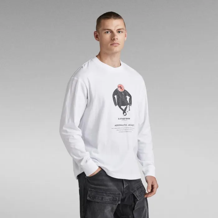 TShirts and Polos Men GStar RAW Archive Boxy TShirt White Aeronautic Jacket