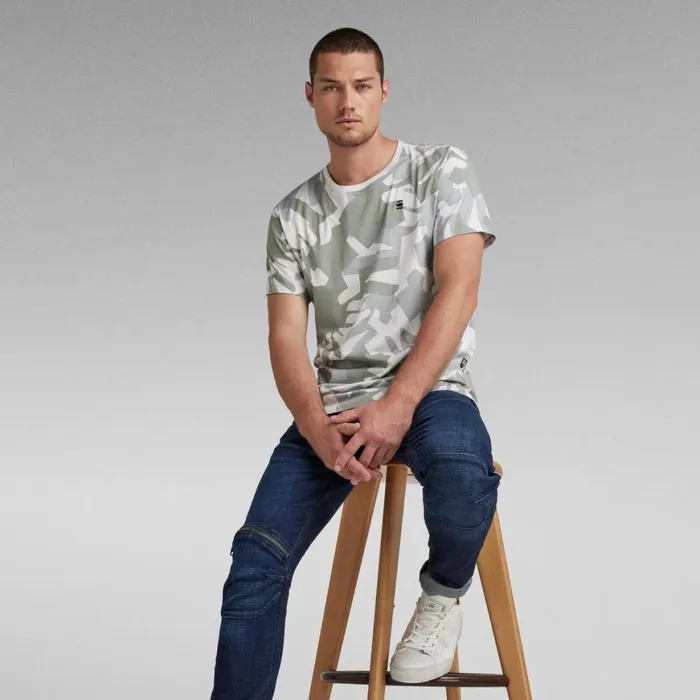 TShirts and Polos Men GStar RAW Camo Allover TShirt Nimbus Cloud Peacehand