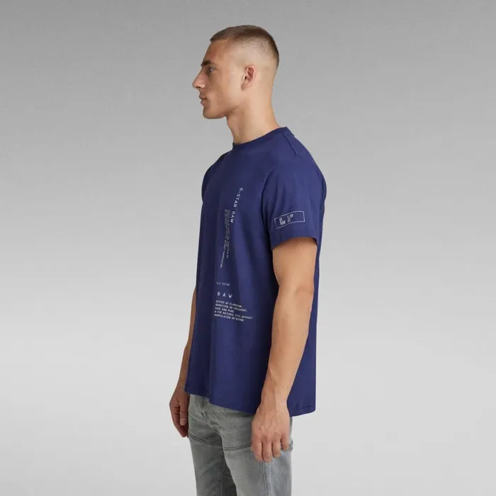 TShirts and Polos Men GStar RAW Multi Graphic Loose TShirt Ballpen Blue