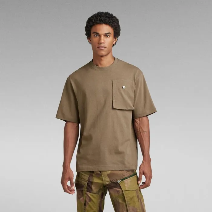 TShirts and Polos Men GStar RAW Oversized Boxy TShirt Chest Pocket Deep Walnut TShirts and Polos Men GStar RAW Oversized Boxy TShirt Chest Pocket Deep Walnut
