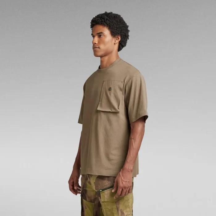 TShirts and Polos Men GStar RAW Oversized Boxy TShirt Chest Pocket Deep Walnut