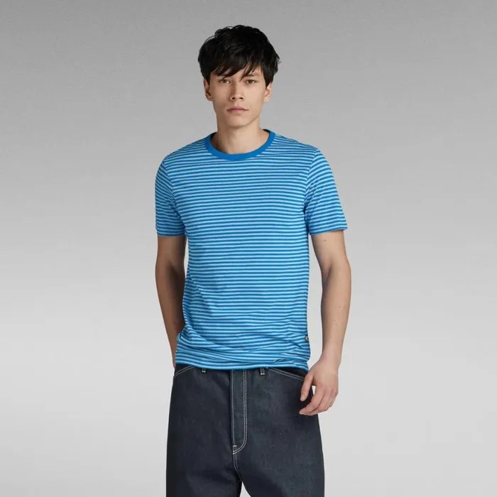TShirts and Polos Men GStar RAW Stripe Slim TShirt Lakelapis Blue Stripe