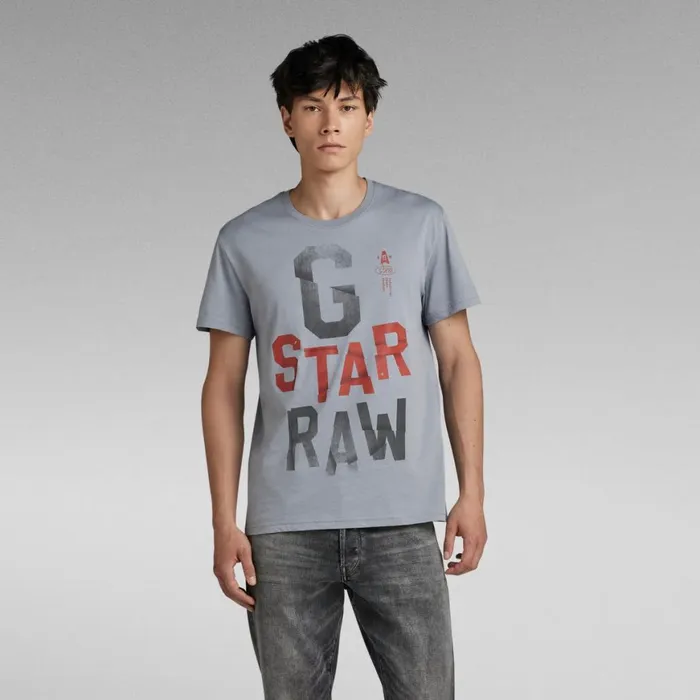 TShirts and Polos Men GStar RAW Wrinkled Letters TShirt Dim Grey