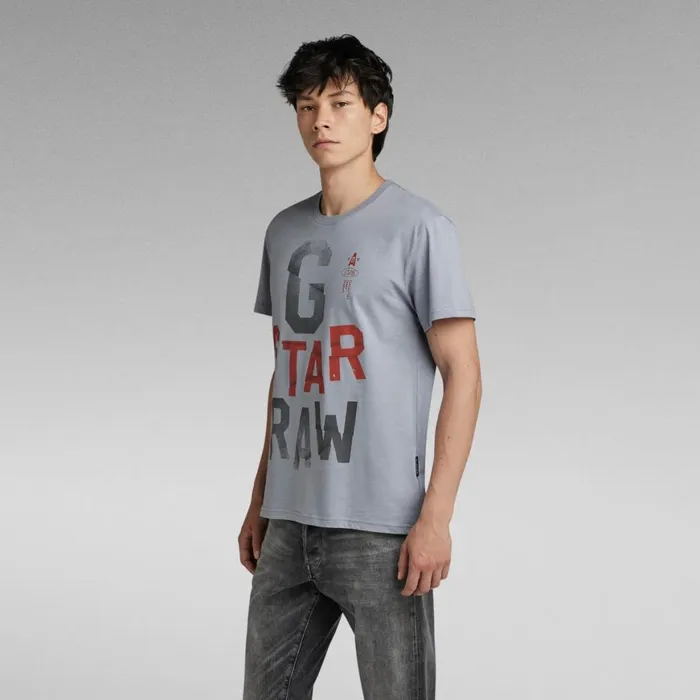 TShirts and Polos Men GStar RAW Wrinkled Letters TShirt Dim Grey