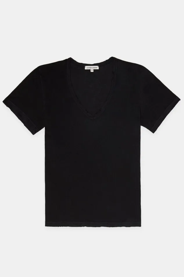 Tees Women COTTON CITIZEN Standard VNeck Tee Jet Black Tees Women COTTON CITIZEN Standard VNeck Tee Jet Black