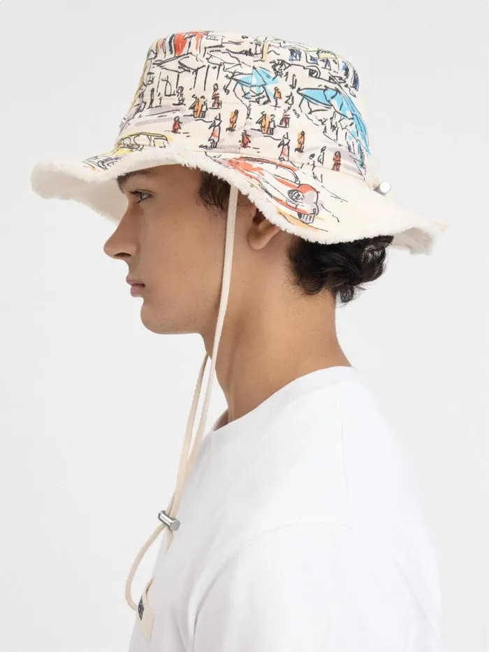 The Artichaut Bucket Hat Print Capri Cars White WomenMen JACQUEMUS Hats The Artichaut Bucket Hat Print Capri Cars White WomenMen JACQUEMUS Hats